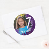 パープル絵を描(ばちゃばちゃ)跳ねる写真ステッカー – 年齢7 ラウンドシール (封筒)