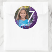 パープル絵を描(ばちゃばちゃ)跳ねる写真ステッカー – 年齢7 ラウンドシール (バッグ)