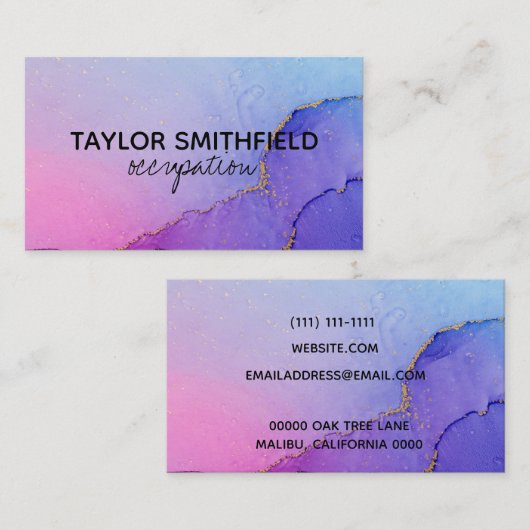 パープル絵を描(ばちゃばちゃ)跳ねる名刺 名刺 (正面/裏面)