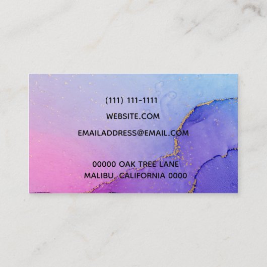 パープル絵を描(ばちゃばちゃ)跳ねる名刺 名刺 (裏面)