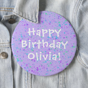 パープル絵を描（ばちゃばちゃ）跳ねる誕生日 缶バッジ