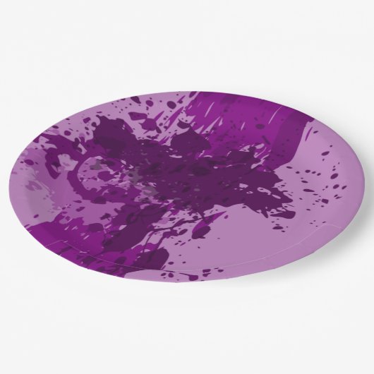 パープル絵を描(ばちゃばちゃ)跳ねる – ウェディングパーティー用品 – ペーパープレート (アングル)