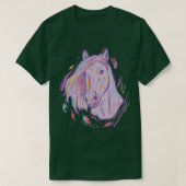 パープル絵画ウマの動物の馬術の男性を見る Tシャツ (デザイン正面)