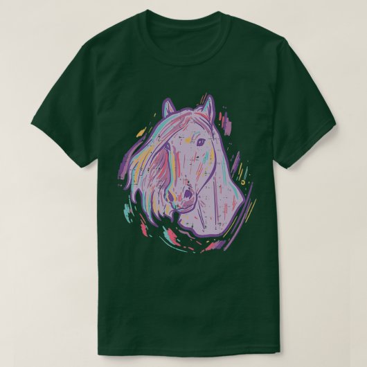 パープル絵画ウマの動物の馬術の男性を見る Tシャツ (デザイン正面)