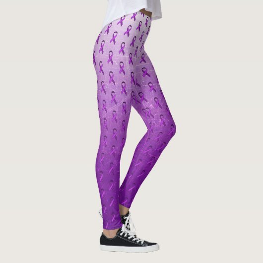 パープル線維筋痛認識度リボンレギンス レギンス (右)