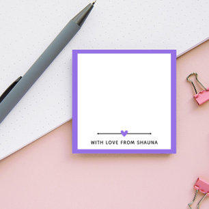 パープル縁どと愛のハート ポストイット