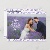 パープル縁どフライン2枚結婚の写真 ポストカード (正面/裏面)