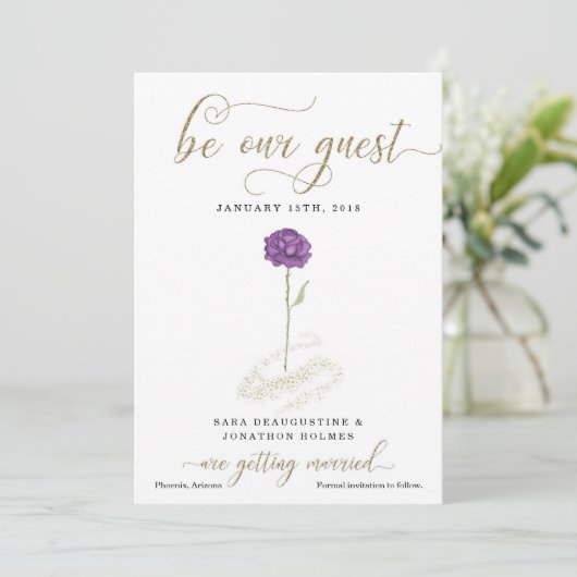 パープル美しい&ザ・ビースト日付を保存 招待状 (スタンド正面)