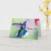 パープル考えハミングバード カード (黄色い花)