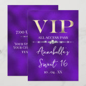 パープル背景のゴージャスゴールドVIP 招待状 (正面/裏面)