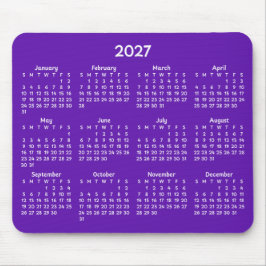 パープル背景の幻想的なホワイト2027年カレンダー マウスパッド