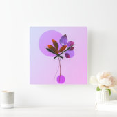 パープル自然抽象芸術ウォールクロック スクエア壁時計 (ホーム)