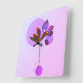 パープル自然抽象芸術ウォールクロック スクエア壁時計 (傾斜)