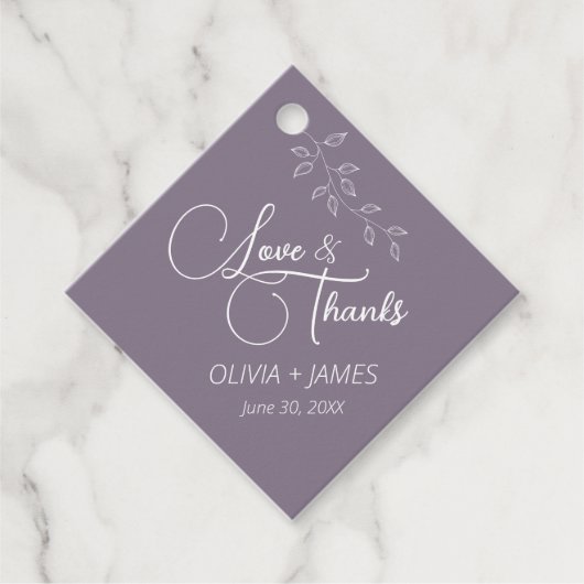 パープル自然&ボタニカルダイヤモンドメッセージカード フェイバータグ (正面)