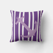 パープル航海のいかりストライプの枕 クッション (裏面)
