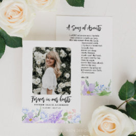 パープル花びら永遠に私たちのハート祈りの言葉カード 名刺