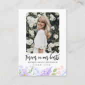 パープル花びら永遠に私たちのハート祈りの言葉カード 名刺 (正面)