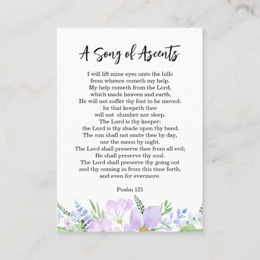 パープル花びら永遠に私たちのハート祈りの言葉カード 名刺 (裏面)