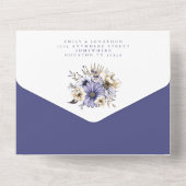 パープル花模様ゲス結婚トアドレス オールインワン招待状 (裏面)