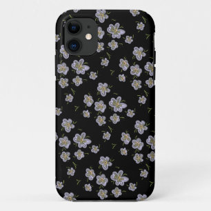 パープル花模様コンピュータア描ート iPhone 11 ケース