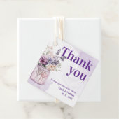パープル花模様サンキューメッセージウェディングパーティー フェイバータグ (インサイチュ)