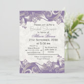 パープル花模様春ブライダルシャワー 招待状 (スタンド正面)
