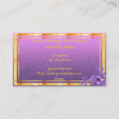 パープル花模様金ゴールドグリッター モノグラムの 名刺 (裏面)