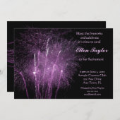 パープル花火リタイアメントパーティの招待状 招待状 (正面/裏面)