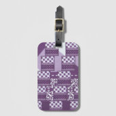 パープル芸術的ビューティフルパターンデザインアート ラゲッジタグ (正面縦)