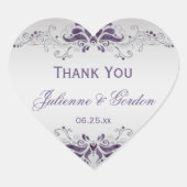 パープル華美シルバースワールハート結婚式の引き出物 ハートシール (正面)