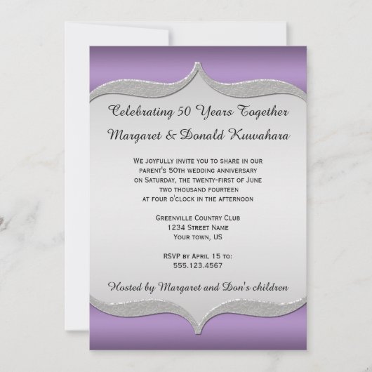 パープル華美シルバーフレーム25周年記念 招待状 (正面)