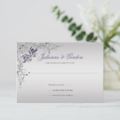 パープル華美シルバーフローラスワーズRSVP 出欠カード (スタンド正面)