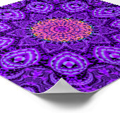 パープル華美フラワーバイブレーション万華鏡のように千変万化するパターン ポスター (角)