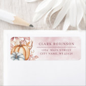 パープル葉オレンジカボチャ差出人住所ラベル ラベル (インサイチュ)