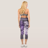 パープル葉トロピカルグリッター&引用文スタイリッシュ カプリレギンス (裏面)