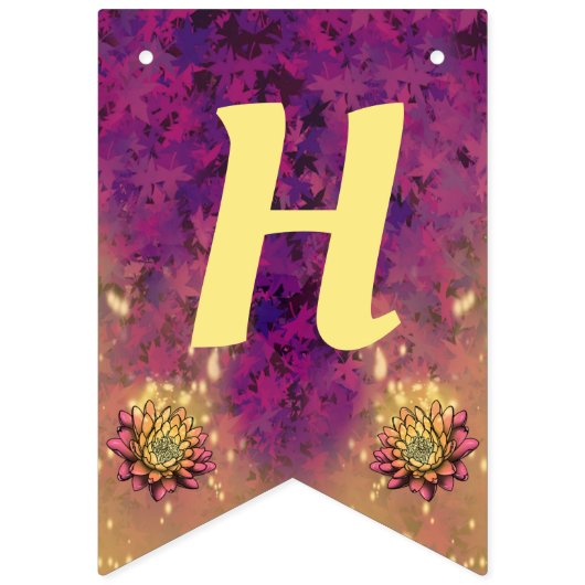 パープル葉フェアリー誕生日パーティー バンティングフラッグ (第2の旗)