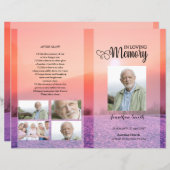 パープル葬儀プログラムテンプレート (正面/裏面)