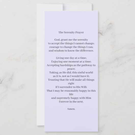 パープル葬儀記念祈りの言葉しおりカード (裏面)