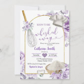パープル薄紫ウィスク遠くにキッチンブライダルシャワー 招待状 (正面)
