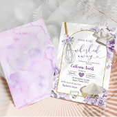 パープル薄紫ウィスク遠くにキッチンブライダルシャワー 招待状