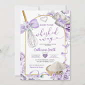 パープル薄紫ウィスク遠くにブライダルシャワー 招待状 (正面)