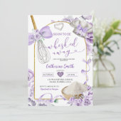 パープル薄紫ウィスク遠くにブライダルシャワー 招待状 (スタンド正面)