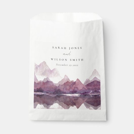 パープル薄紫ウォーターカラーマウンテンレイク結婚ズ フェイバーバッグ (正面)