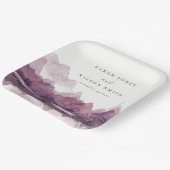 パープル薄紫ウォーターカラーマウンテンレイク結婚ズ ペーパープレート (傾斜あり)