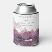 パープル薄紫ウォーターカラーマウンテンレイク結婚ズ 缶クーラー (缶裏面)