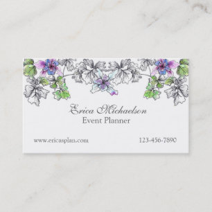 パープル薄紫オダマキ（植物）水彩フラワーズカスタム 名刺