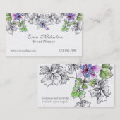 パープル薄紫オダマキ（植物）水彩フラワーズカスタム 名刺 (正面/裏面)