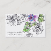 パープル薄紫オダマキ（植物）水彩フラワーズカスタム 名刺 (裏面)