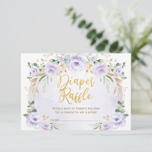 パープル薄紫ガーデンおむつラッフルベビーガール エンクロージャーカード (スタンド正面)
