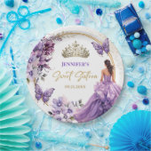 パープル薄紫ガールプリンセスティアラフローラスウィート16 ペーパープレート (パーティー)